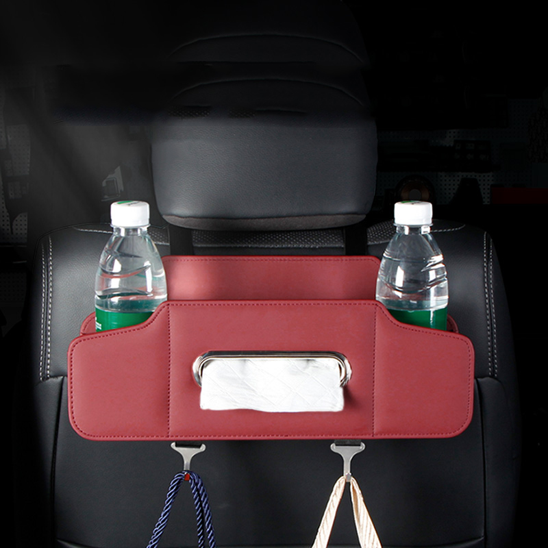 Travel Accessories Leather - Car Backseat Organizer with Cup Holder