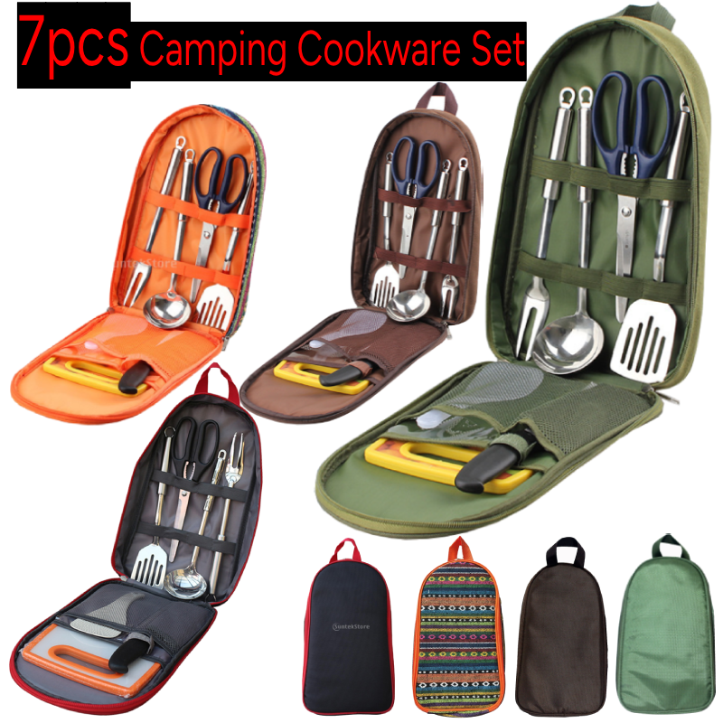 Travel Accessories And Gadgets - 7pcs Camping Kitchen Utensil Set with