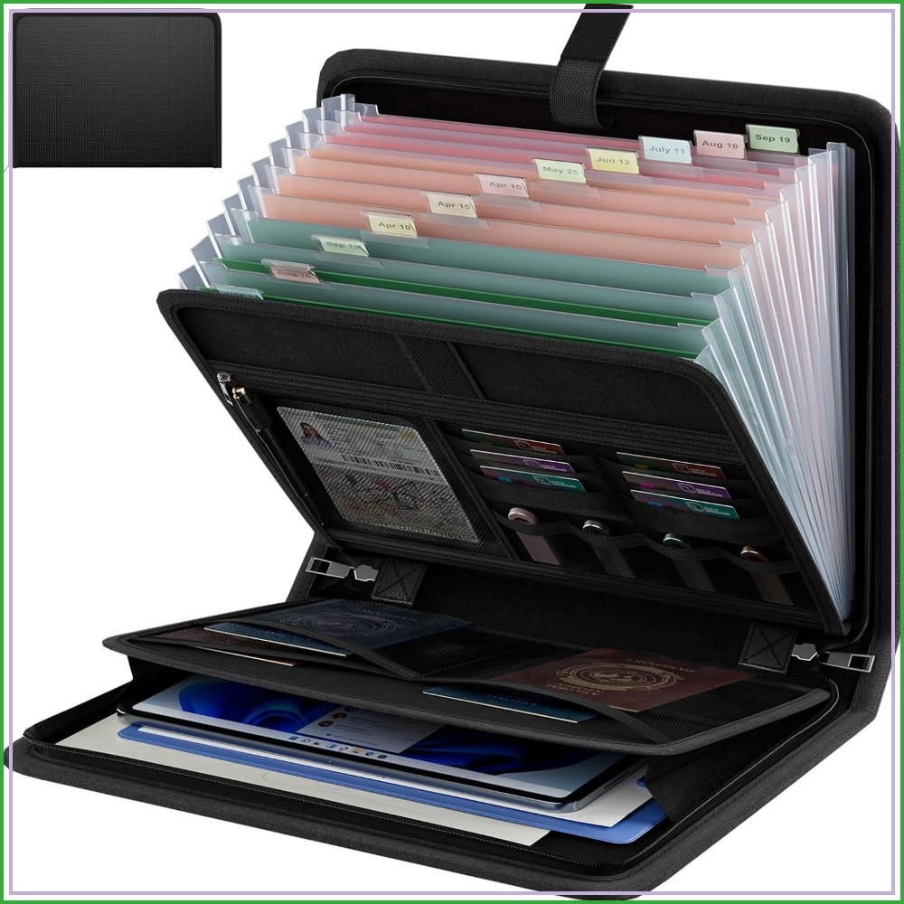 Document Organizer Folder - Fireproof Accordion File Organizer, Portable Expanding
