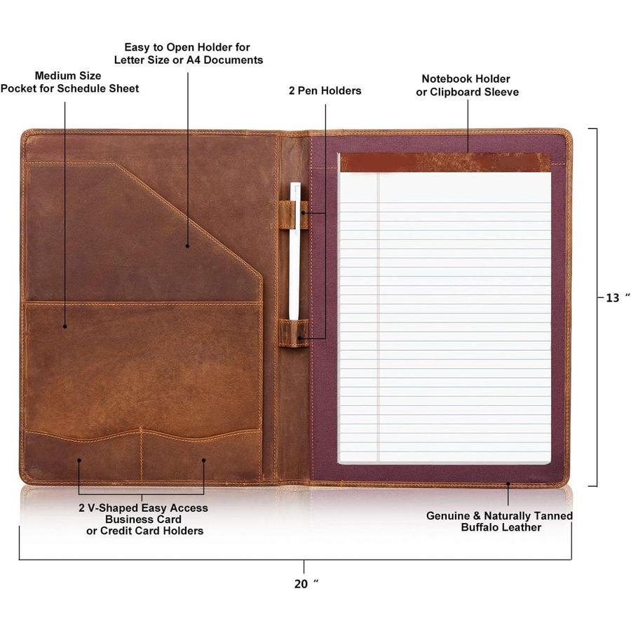 Leather Portfolio, A4 Document – обзор и цена Document Organizer Folder