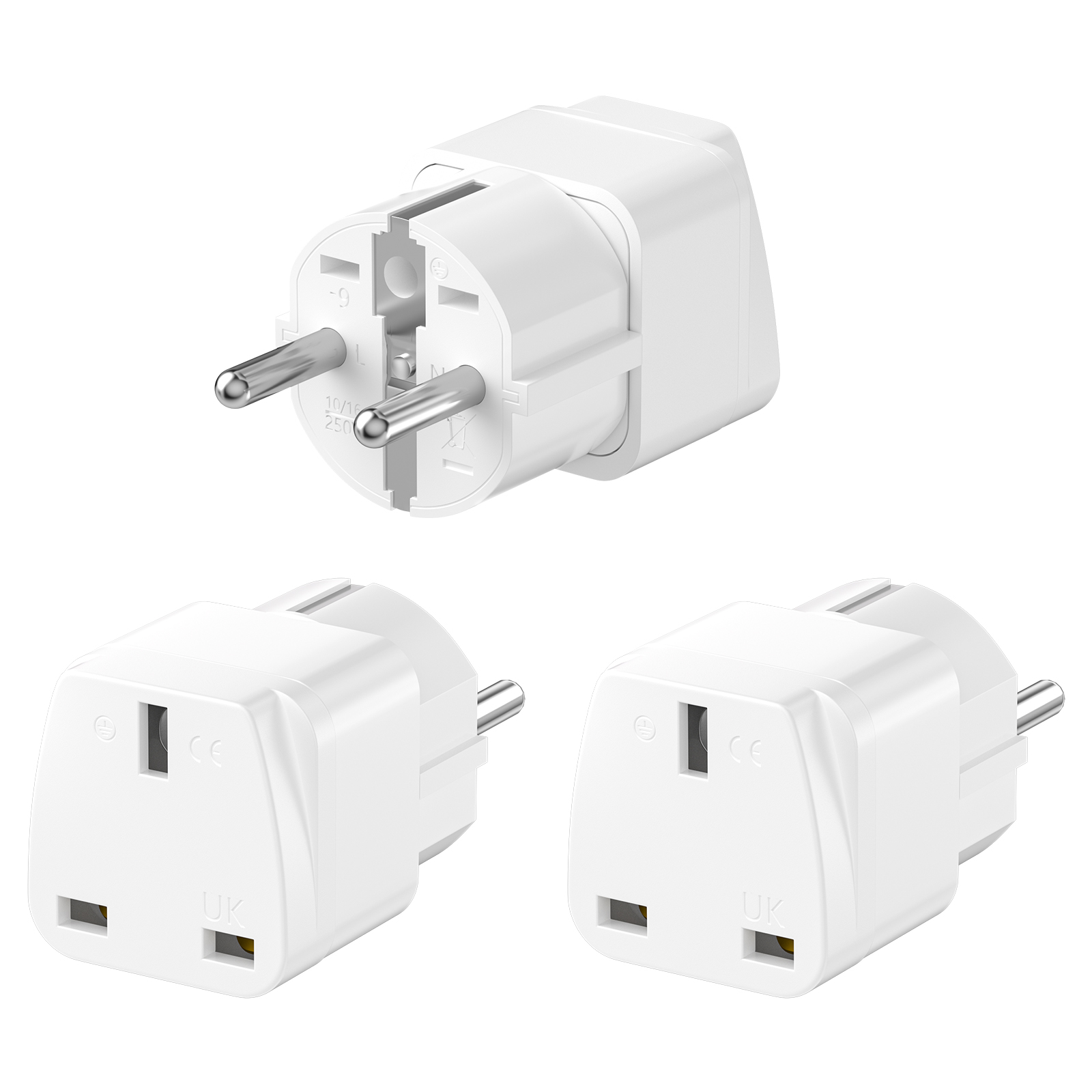 3PCS UK to EU Plug Adapter Eur – обзор и цена Travel Accessories Europe