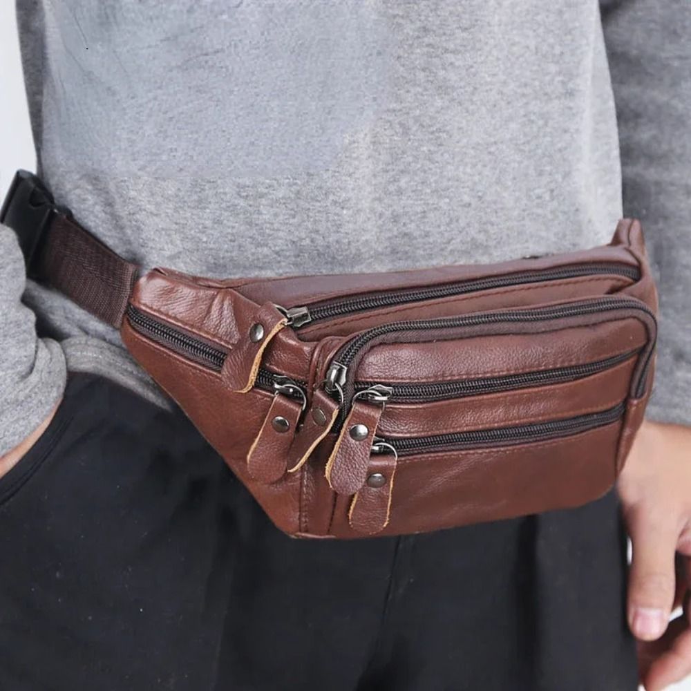 Zipper PU Leather Men's Waist  – обзор и цена Travel Accessories Leather