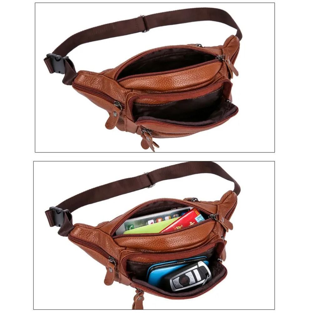 Zipper PU Leather Men's Waist  – обзор и цена Travel Accessories Leather