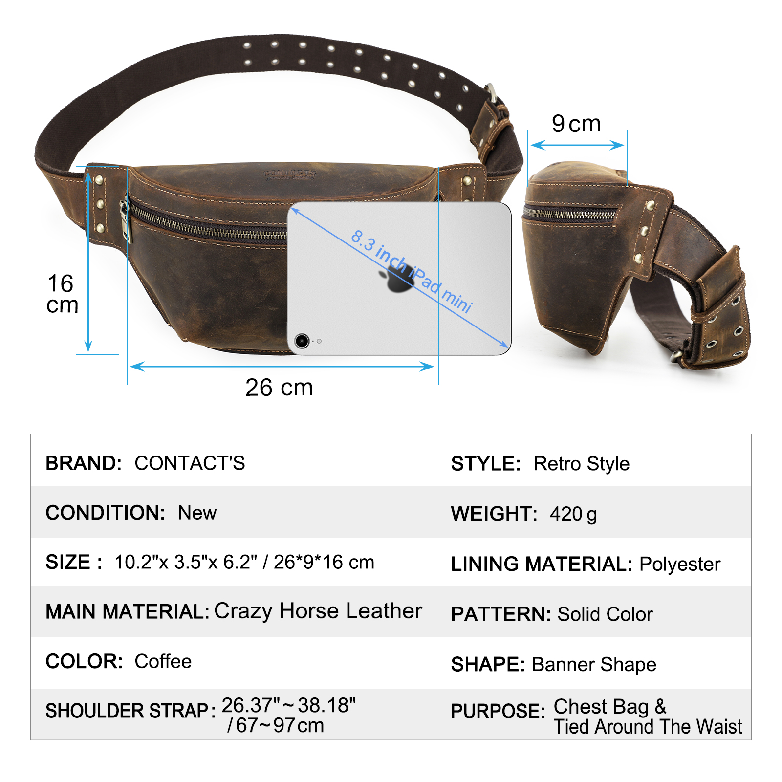 CONTACT'S Genuine Leather Wais – обзор и цена Travel Accessories Leather