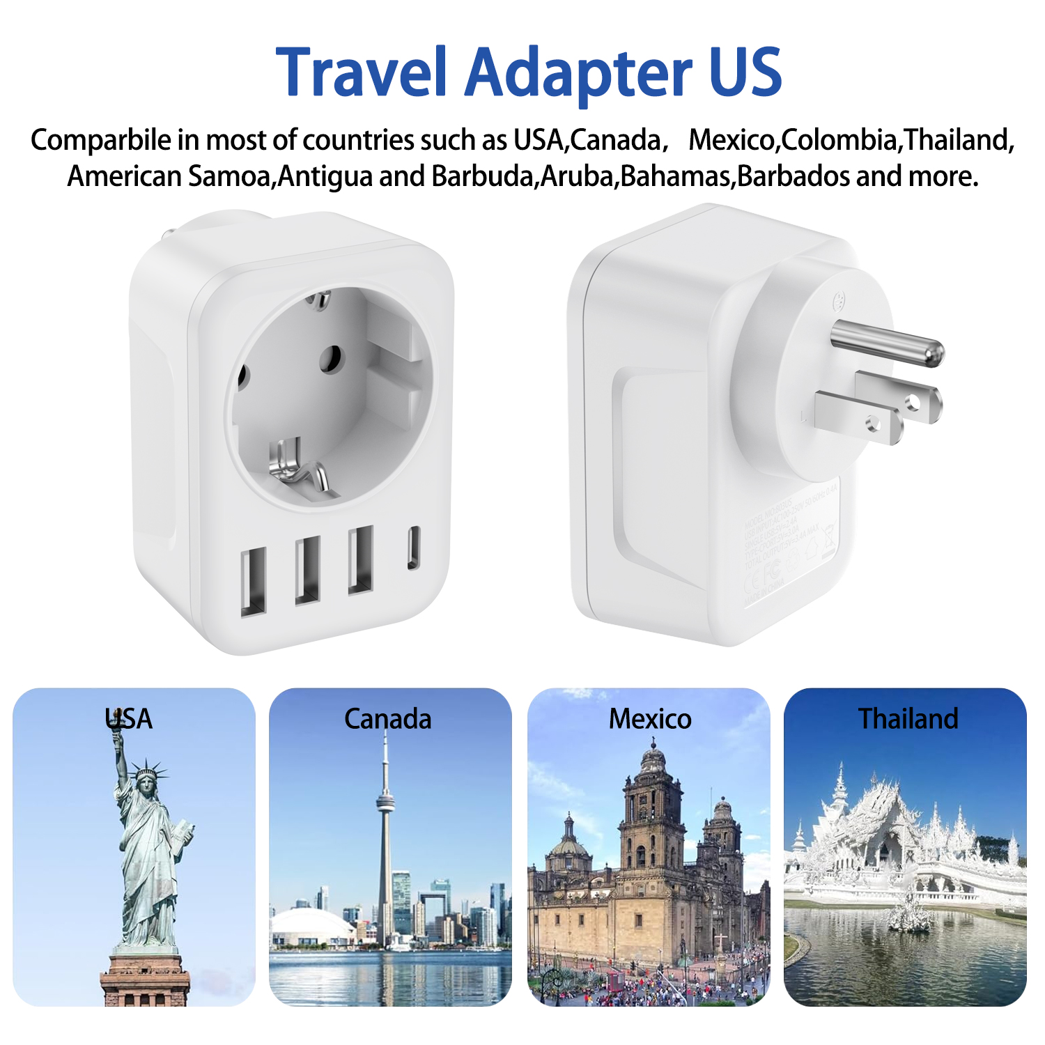 Travel Adapter USA Adapter Eur – обзор и цена Travel Accessories Europe